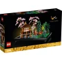 LEGO Tranquil Garden Verpackung mit japanischem Pavillon, Kirschblüten, roter Brücke und Trauerweide auf schwarzer Basis