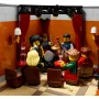 LEGO-Jazzclub-Innenraum mit 3 Musikern auf der Bühne: Sängerin im gelben Kleid, Schlagzeuger und Kontrabassist unter Scheinwerfern LEGO-Jazzclub-Innenraum mit 3 Musikern auf der Bühne: Sängerin im gelben Kleid, Schlagzeuger und Kontrabassist unter Scheinwerfern