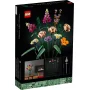 Boîte LEGO Bouquet de fleurs montrant diverses fleurs colorées : roses violettes, gerberas orange, snapdragons et asters