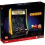 Boîte LEGO montrant une borne d'arcade PAC-MAN jaune et noire avec écran de jeu et figurines PAC-MAN et fantômes colorés