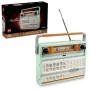 Radio rétro LEGO vert menthe avec antenne téléscopique, boutons noirs et grille haut-parleur, présentée avec sa boîte Radio rétro LEGO vert menthe avec antenne téléscopique, boutons noirs et grille haut-parleur, présentée avec sa boîte