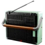 Radio rétro LEGO vert menthe avec antenne télescopique, grille haut-parleur noire, poignée marron et détails chromés Radio rétro LEGO vert menthe avec antenne télescopique, grille haut-parleur noire, poignée marron et détails chromés