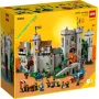 Vue d'ensemble du château fort LEGO avec tours, pont-levis, minifigurines de chevaliers, chevaux et accessoires médiévaux Vue d'ensemble du château fort LEGO avec tours, pont-levis, minifigurines de chevaliers, chevaux et accessoires médiévaux