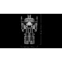 Schéma technique LEGO Optimus Prime avec dimensions: 18,5 cm de large et 35 cm de haut, contours blancs sur fond noir Schéma technique LEGO Optimus Prime avec dimensions: 18,5 cm de large et 35 cm de haut, contours blancs sur fond noir