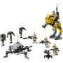 Vue d'ensemble du set LEGO avec un marcheur AT-RT jaune, 4 figurines de Clone Troopers, 3 droïdes de combat et un canon spider droïde Vue d'ensemble du set LEGO avec un marcheur AT-RT jaune, 4 figurines de Clone Troopers, 3 droïdes de combat et un canon spider droïde