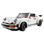 Porsche 911 LEGO blanche vue de trois-quarts avant, phares ronds, intérieur détaillé avec sièges marron et orange Porsche 911 LEGO blanche vue de trois-quarts avant, phares ronds, intérieur détaillé avec sièges marron et orange