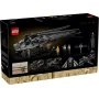 LEGO Dune Atreides Royal Ornithopter box showing grey ornithopter, 8 minifigures and detail images on black background