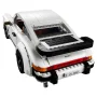 White LEGO Porsche 911 rear view with open engine hood, red taillights and license plate S-CU 6000