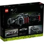 LEGO Technic box showing grey and red Peugeot 9X8 race car with technical details on black background