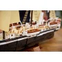 Close-up of LEGO Endurance ship's deck showing white lifeboats, masts and detailed rigging Close-up of LEGO Endurance ship's deck showing white lifeboats, masts and detailed rigging