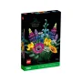 LEGO Wildflower Bouquet box on black background featuring colorful flower illustration: purple lupines, white daisies and pink flower LEGO Wildflower Bouquet box on black background featuring colorful flower illustration: purple lupines, white daisies and pink flower